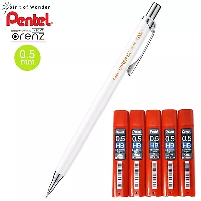 Pentel Orenz 0.5mm Mechanical Pencil XPP505-WX (White) + 0.5mm HB 60 Refills • $11.99