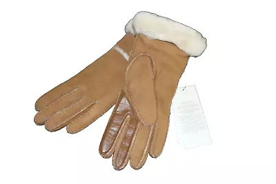 Ugg Water Resistant Sheepskin Exposed Touchscreen Gloves Chestnut Womens Size M • £70.46