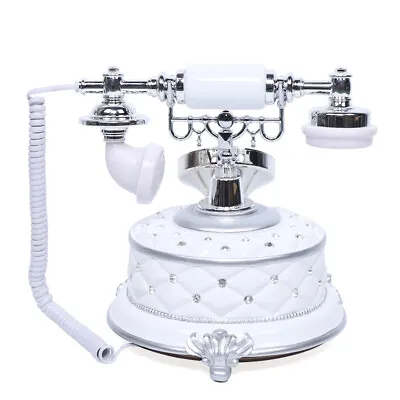 Retro Telephone Vintage Landline Telephone House Gift Nostalgia Table Decr White • $47.50