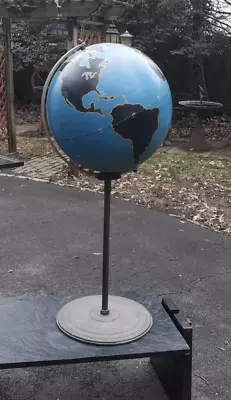 Antique Industrial Metal World Globe • $875