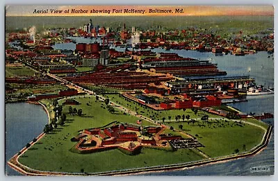Baltimore Maryland MD - Aerial View Of Harbor - Fort McHenry - Vintage Postcard • $5.94