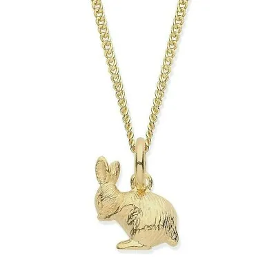 £15.95 • Buy 9ct Yellow Gold On Silver Bunny Rabbit Pendant ~ Choice Of Chain / Necklace
