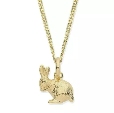 £15.95 • Buy 9ct Yellow Gold On Silver Bunny Rabbit Pendant ~ Choice Of Chain / Necklace