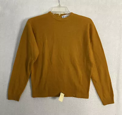 VTG Lambswool Angora Sweater 70s Mustard Yellow Back Zip Full Fashioned NOS 38 • $39.99