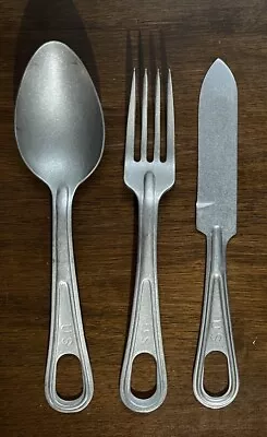 Vintage US Military Flatware Set Cutlery Utica Ucco Fork Knife Spoon • $25