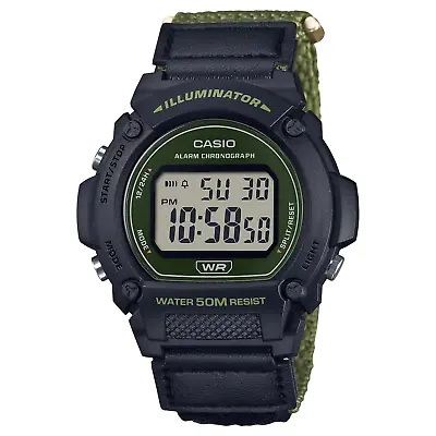 Casio W219HB-3AV Chronograph Watch Green Nylon Band Alarm Illuminator • $26