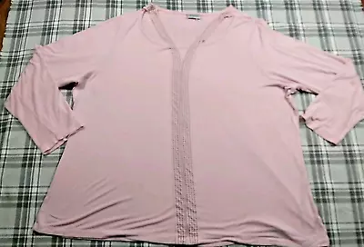 Avenue Womens Long Sleeve Pullover Light Pink Shirt Metallic Embellished 18/20 • $4.95