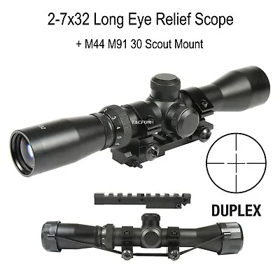 Mosin Nagant 2-7x32 Long Eye Relief Scope & M44 M91 30 Scout Mount Package • $59.99