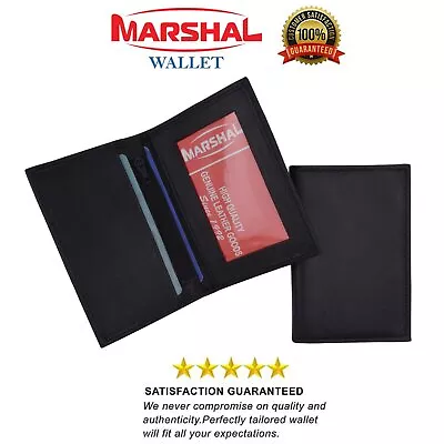 Slim Thin Mens Genuine Leather Bifold ID Window Wallet Credit Card Holder Black • $9.95