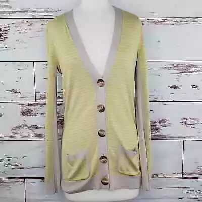 Martin + Osa Boyfriend Cardigan Yellow Grey Striped Grandpa Sweater Size Small • $20