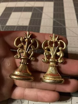 Vintage Flower Wax Seal Pair Solid Metal • $25