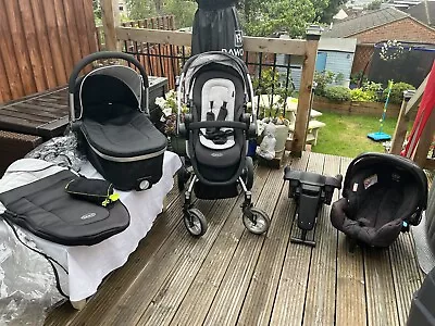 Graco Symbio 3 In 1 Travel System  Pram Pushchair Car Seat+base & 3 Rain Cover • £50