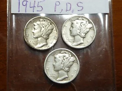 1945 PDS  MERCURY DIMES    PDS Set • $9.95