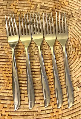 Oneida Stainless TWIN STAR Atomic Starburst 5 Dinner Forks Five • $26.99