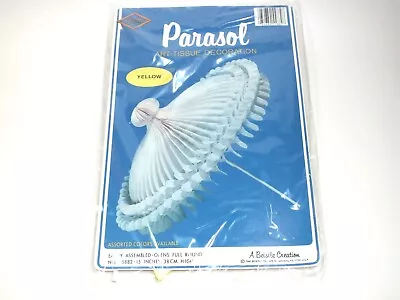 Vintage 1979 Beistle Parasol Paper Yellow Tabletop Decoration Shower Umbrella • $4