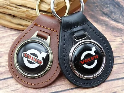 RARE VINTAGE VOLVO GENUINE LEATHER KEY FOB CHAIN RING Automotive CAR TRUCK • $19.99