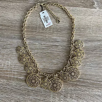 Talbots Gold Tone Medallion Coin Statement Necklace NWT • $19