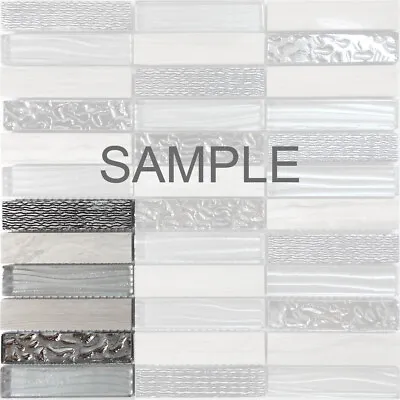 White Oak Marble Blended Gray Metallic Wave N Deco Insert Mosaic Tile Backsplash • $3.99