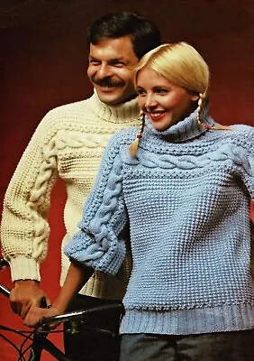Knitting Pattern Family Mens Or Ladies Sweater  In Aran Or DK Size 30 To 44 Ins • £3.25