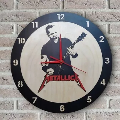 METALLICA #2 35cm Round Wooden Wall Clock Wanduhr Home Decor • £17.99