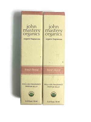 (2) John Masters Organics Roll On Fragrance FRESH FLORAL 0.3 Fl. Oz. • $8.75