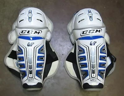 Pair Of Ccm Hockey U+ Fit09 Shin Pads / Guards White Senior 14  14 • $59.95