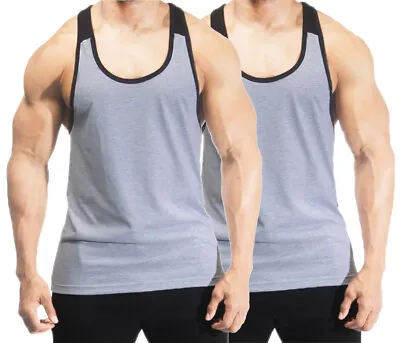 Mens Gym Vest Bodybuilding Vest Muscle Stringer Vest Y Back Racerback  • £13.99