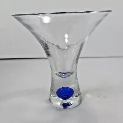 Ciroc Vodka Martini Cocktail 5” Glass Blue Bubble Base 8 Oz Hand Blown Tapered • $14.95