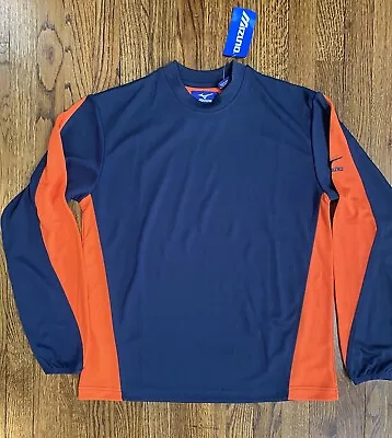 Mizuno Performance Wear Long Sleeved Shirt Mens Size Small Navy And Orange • $14.99