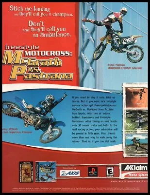 McGrath Pastrana Motocross 2000 -print Ad/mini-poster-VTG Game Room • $14.97