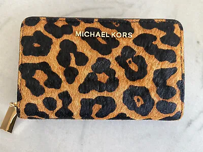 New Michael Kors Small Leopard-Print Calf Hair Wallet Unused • $65