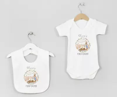 £5.99 • Buy Personalised Baby Vest & Bib Boys My 1st Easter Gift Peter Rabbit Girls