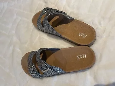 H2K Slip On Double Buckle NEW Sz 10 Sliver Slip On Shoes Very Nice • $16.79