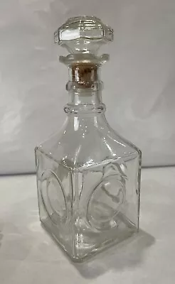 Vintage  SQUARE GLASS DECANTER LIQUOR BOTTLE OCTAGON SHAPED • $11.99