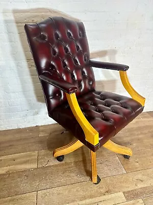 Vintage Chesterfield Leather Desk Captains Chair . Delivery Available Most Uk • £295