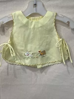 Vintage Infant Bib Or Smock With Embroidered Dog Duck Details • $9.99