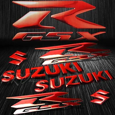 5.75  3D Logo+Letter Decal+6.25  GSXR Fairing Emblem Sticker Suzuki Chromed Red • $15.99