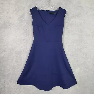 Cynthia Rowley Womens Dress Size XS Blue V Neck Fit N Flare Zip Up Sleeveless • £11.68