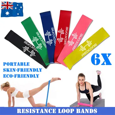 6X Resistance Loop Bands Exercise Men Women Legs Arms Booty Yoga Physio Gym Set • $8.99