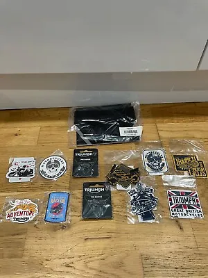 £17.99 • Buy Triumph Motorcycles Patches Magnets Pin Badges Neck Cooler Job Lot New Genuine