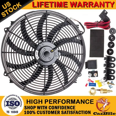 16  Universal Slim Fan 3500FCM Push Pull Electric Radiator Cooling 12V Mount Kit • $62.99