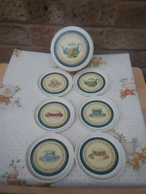Vintage Cloverleaf Time For Tea Set Of 6 Melamine Coasters In Lidded Box • £11.99