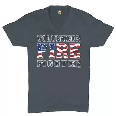 Volunteer Fire Fighter V-Neck T-shirt Fire And Rescue Courage Patriotic Tee • $20.95
