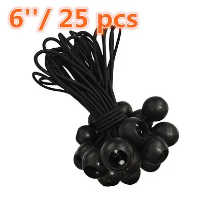 25PCS Black Ball Bungee Bungie Cord Heavy Duty Canopy Tent Tarp Tie Downs Strap • $9.99