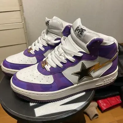 A BATHING APE Bapesta Sneaker Shoes White/Purple US10 Used From Japan • $604.97
