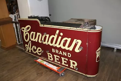 Rare Vintage 1940's Canadian Ace Beer Chicago 2 Sided Neon Porcelain Sign NICE • $24500