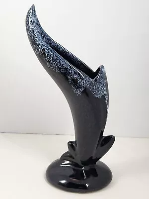 Vintage Van Briggle Pottery Vase Bird Of Paradise Deep Navy Blue White Drip READ • $19