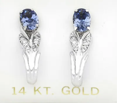 $197.13 • Buy AAA TANZANITE 1.84 Cts & DIAMONDS STUD JACKET EARRINGS 14K WHITE GOLD * NWT