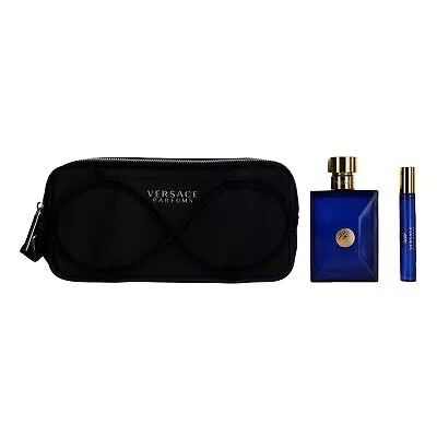 Versace Pour Homme Dylan Blue By Versace 3 Piece Gift Set Men With Pouch • $62.09