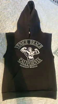 Venice Beach CA Muscle Beach Sleeveless Black Hoodie Size XS Miami Style • $18.99